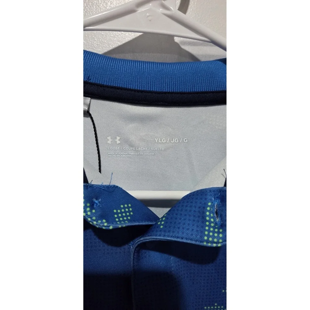 Under Armour Blue Playoff Camo Short Sleeve Loose Polo Shirt Boys Youth L
